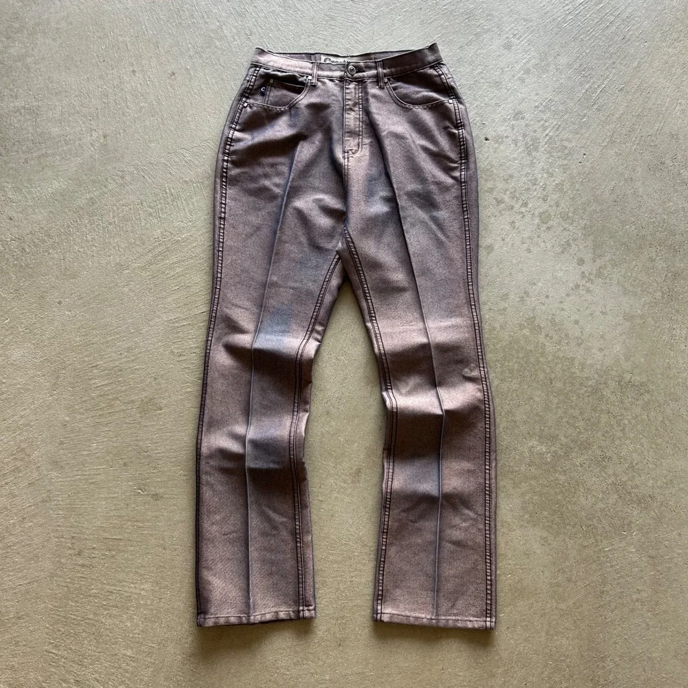 Vintage Crest Jeans Jacket Pants Set Womens Large Iridescent Metallic Y2K Denim
